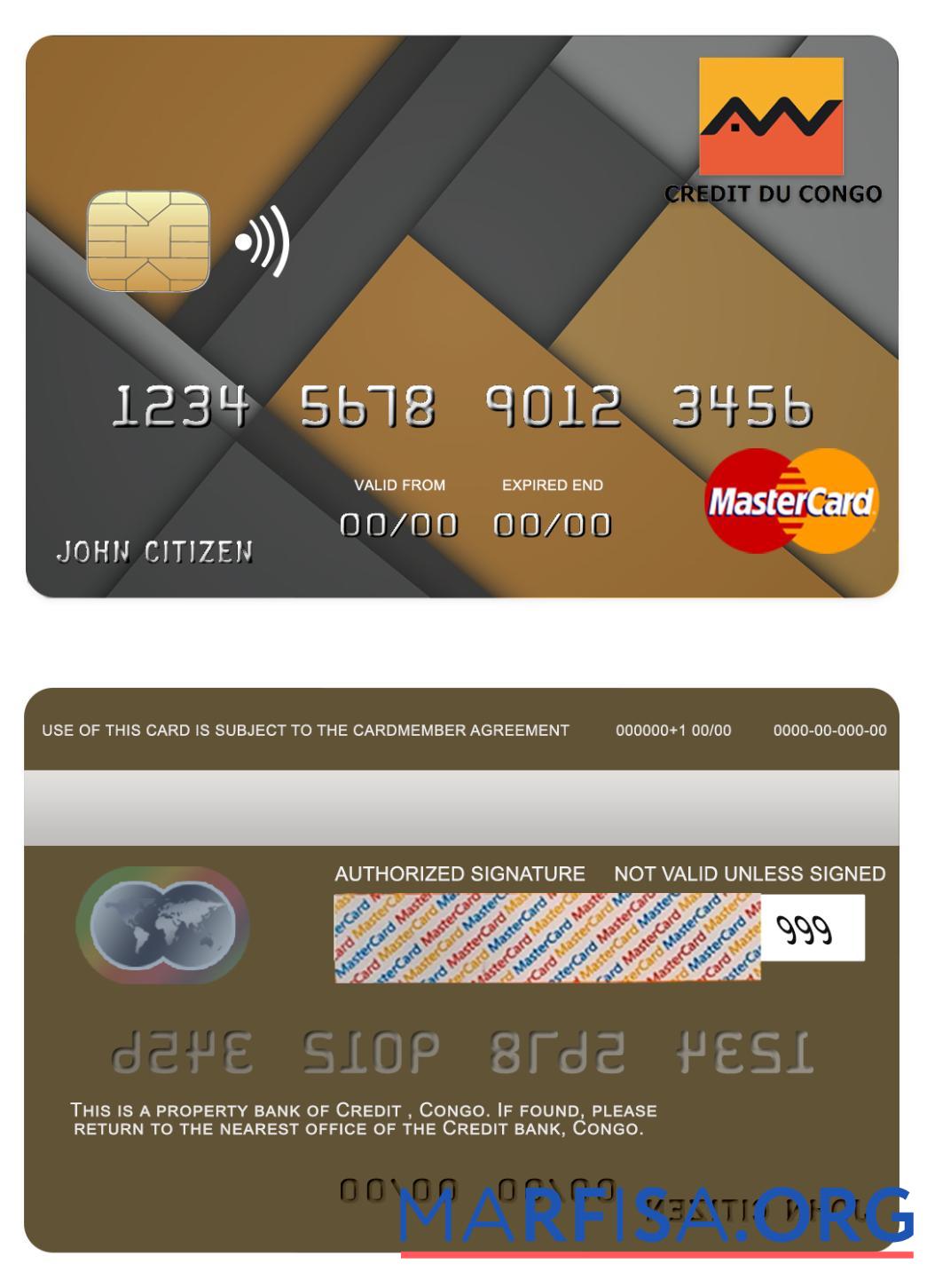 Printable Congo Credit bank mastercard real example